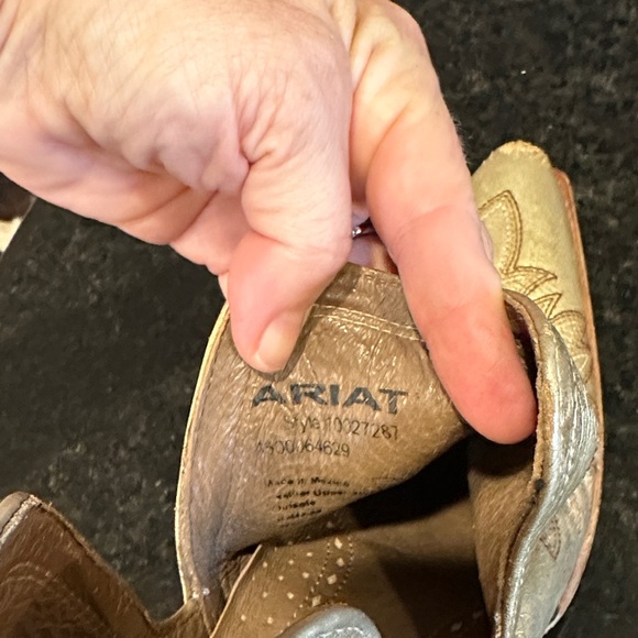 Ariat Dixon Gold Metallic Leather Western Ankle Boots - Picture 11 of 12